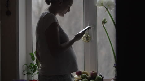 Mujer-Embarazada-Con-Un-Teléfono-Inteligente