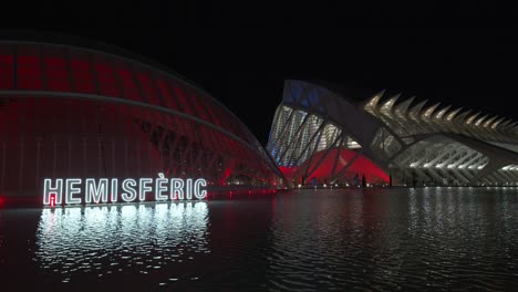 Stadt-Der-Künste-Und-Wissenschaften-Bei-Nacht-Valencia-Spanien