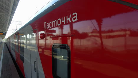 Light-rail-train-departure-from-the-station-Russia