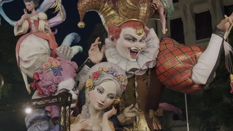 Huge-papier-mache-ninot-with-satire-motive-on-Las-Fallas-Spain