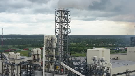 Smoking-pipes-of-wood-processing-factory-aerial