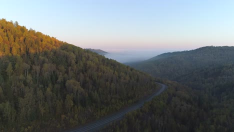 Aerial-View-of-Autumn-Forest-in-Siberian-Mountains