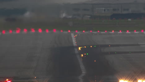 Passenger-airplane-landing-on-the-runway---slow-motion