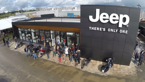 Flying-over-the-people-at-Jeep-dealership