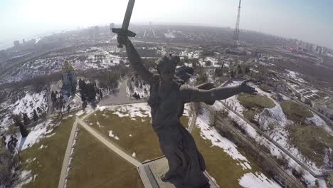 Motherland-Calls-statue-on-Mamaev-Kurgan-aerial-view