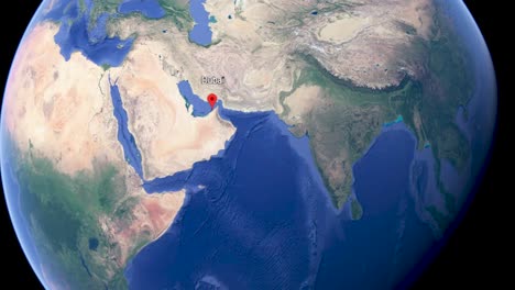 Dubai-Vergrößert-Die-Karte-In-Der-Google-Earth-App,-Grafikanimationsmedien