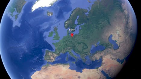 Berlín-Acercándose-Al-Mapa,-Aplicación-Google-Earth,-Medios-De-Animación-Gráfica