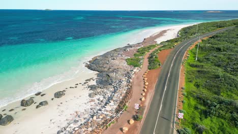Marginal-Road-in-Cape-Leeuwin-Coastline-with-Paradise-Beach-Waters-Australia