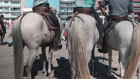 Traditional-Camargue-horsemen-at-Palavas-les-flots-Feria,-France