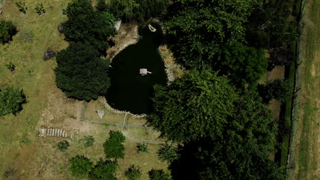 Aerial-top-View-of-Secluded-Pond