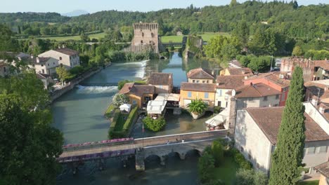 Aerial-view-historic-and-cultural-village-in-European-countryside