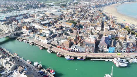 Weymouth-Harbour-Dorset-Großbritannien-Drohne,-Luftaufnahme