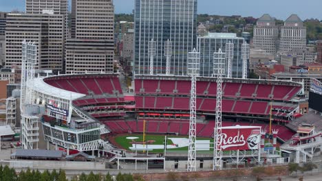 Estadio-Rojo-De-Cincinnati,-Vista-Aérea-Frontal-De-Estados-Unidos