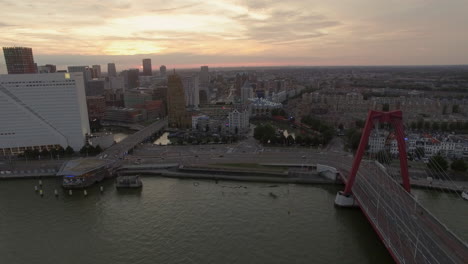Flying-over-Rotterdam-at-sunset