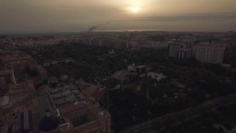 Cityscape-of-Valencia-with-houses-and-park-aerial-view