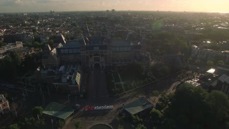Aerial-shot-of-Amsterdam-and-Rijksmuseum-Netherlands
