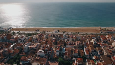 Barcelona-on-the-coast-of-Mediterranean-Sea-aerial-shot