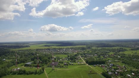 Aerial-skyline-landscape-with-village-in-Russia