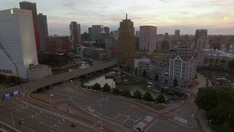 Aerial-view-of-urban-architecture-and-river-in-Rotterdam