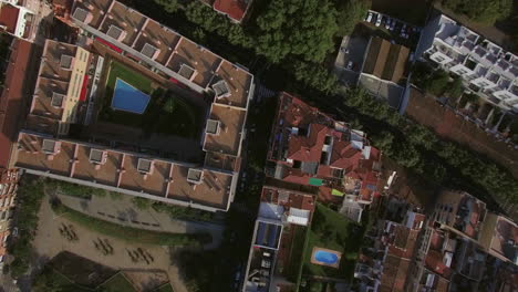 Aerial-view-of-roofs-of-buildings-Barcelona-Spain