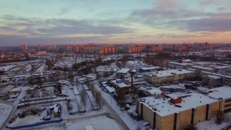 Aerial-winter-scene-of-St-Petersburg-in-early-morning-Russia