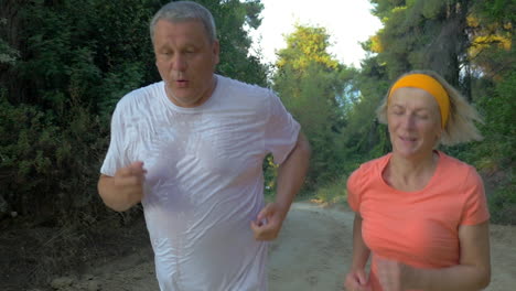 Senior-couple-jogging-in-the-forest