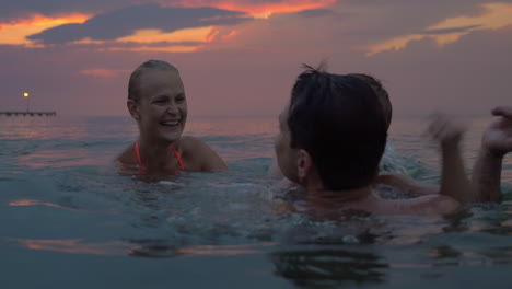 Happy-family-bathing-in-the-dusk