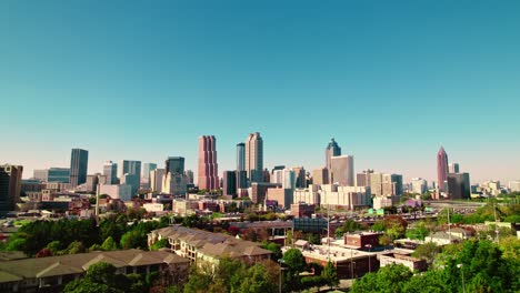Drone-view-of-Atlanta-city-at-sunny-day,-Georgia,-USA
