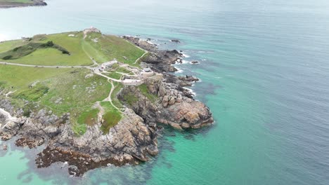 St.-Ives-Head-Cornwall-Großbritannien-Drohne,-Luftaufnahme,-Blick-Aus-Der-Luft,-4K-Videos