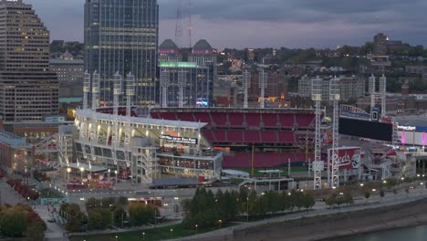 Cincinnati,-Ohio-Paycor-Stadium-in-United-States,-Pan-Right-with-skyscrapers