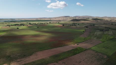 Cloud-shadow-moves-quickly-across-open-agriculture-green-grass-fields-in-Lemnos