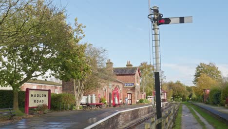 Schöne-Retro-Britische-Bahnhofsszene-Hadlow-Road