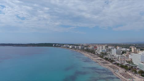 Mallorca:-Aerial-View-Of-Resort-Town-Son-Servera-On-Majorca-Island,-Spain,-Europe-|-Beach-Follow-To-Ocean
