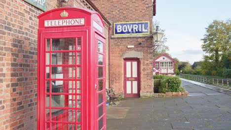 Restored-British-Railways-train-station-iconic-red-phone-box-K6