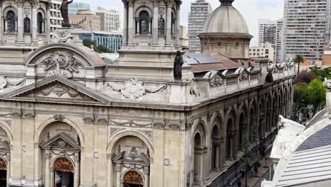 Establishing-tilt-up-of-the-Metropolitan-Cathedral-of-Santiago-Chile-domes-and-bell-towers