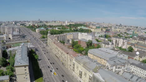 Aerial-shot-of-Moscow-city-on-sunny-summer-day