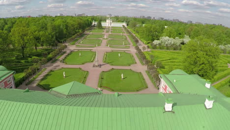 Aerial-shot-of-Tsaritsyno-Park-in-summer