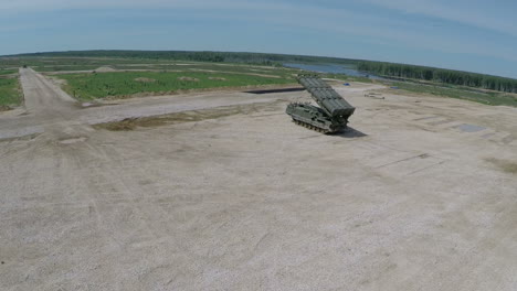 Aerial-view-of-missile-launcher-on-shooting-area