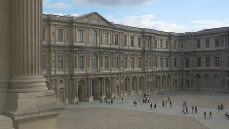 Louvre-Palace-and-walking-tourists