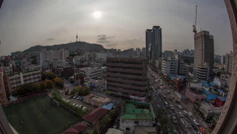 Zeitraffer-Des-Stadtlebens-In-Seoul,-Südkorea