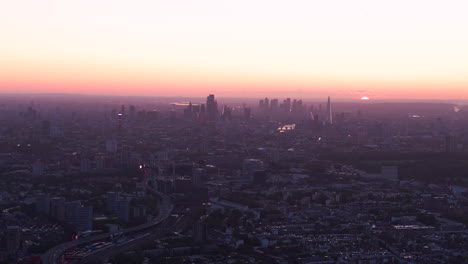 Aerial-slider-shot-of-the-London-skyline-as-the-sun-rises