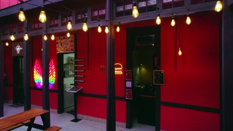 Elevation-shot-with-warm-lights-hanging-and-restaurants-inside-The-Garden-Concha-y-Toro-inside-Barrio-Concha-y-Toro-Santiago-Chile