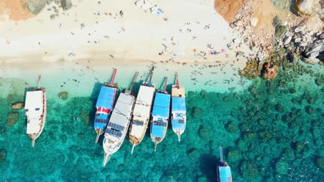 Aerial-top-down-4K-drone-view-of-Suluada-Island-in-Adrasan-Sea,-Antalya-–-Turkey