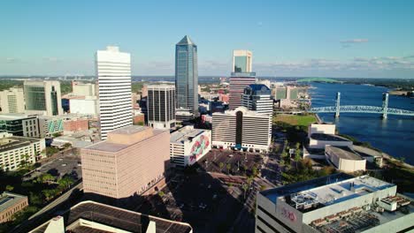 Jacksonville-Splendid-Cityscape,-High-Rise-Commercial-And-Residential-Buildings,-Florida