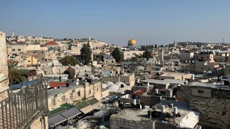 Malerische-Aussicht-Auf-Den-Tempelberg-In-Jerusalem,-Israel,-Stadtbild-Nach-Oben-Geneigt