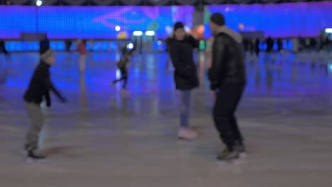 Soft-focus-clip-of-ice-rink-inside-Sokolniki-Park-Moscow-Russia