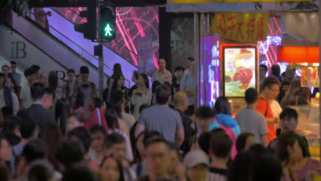 Zeitraffer-Des-Menschenverkehrs-Auf-Der-Straße-Von-Hongkong