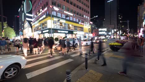 Zeitraffer-Des-Nächtlichen-Stadtlebens-In-Seoul,-Südkorea