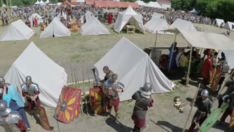 Flying-over-the-area-of-historical-festival-in-Moscow-Russia