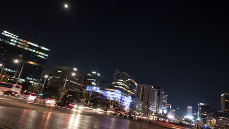 Timelapse-De-La-Vida-Nocturna-De-Seúl-Con-Mucho-Tráfico-En-Corea-Del-Sur.